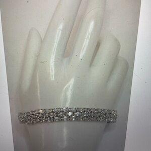 Silver Bracelet with 3 Rows of Natural Sapphires Approximately 29 grams